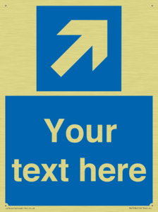 Custom Mandatory directional sign, blue arrow up and right